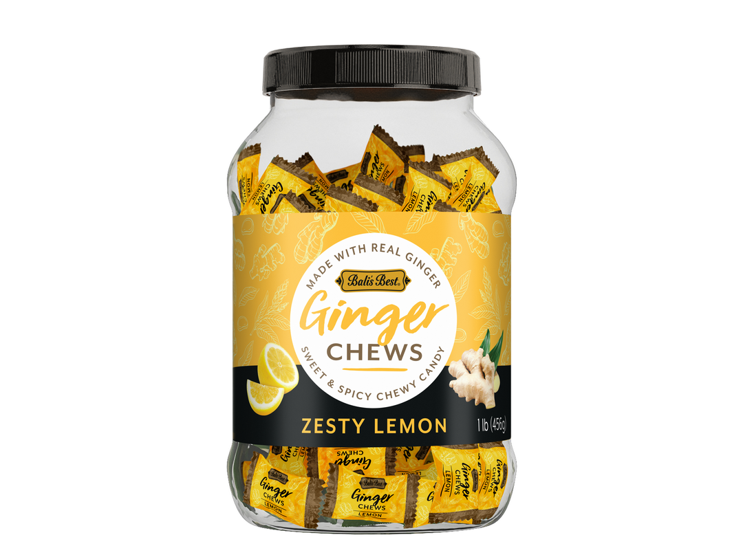 Bali’s Best Ginger Chews – Lemon 1 lb Jar