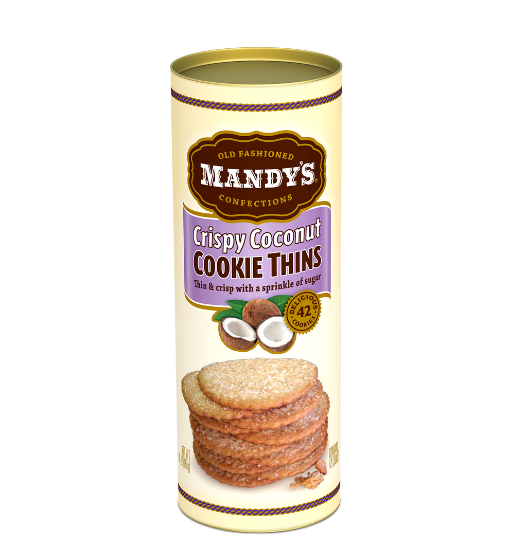 Mandy’s Cookie Thins - Crispy Coconut 4.6 oz tins