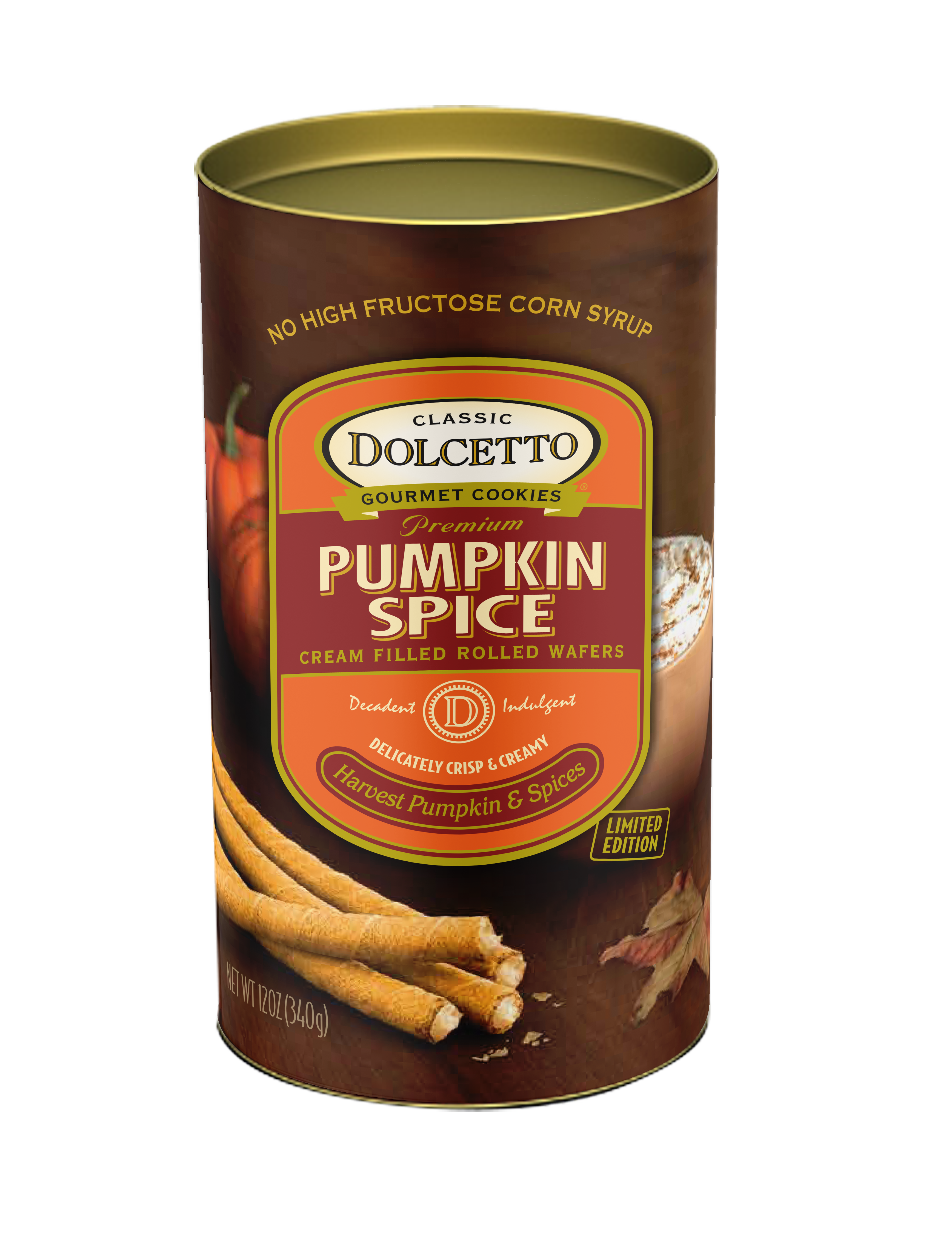 Dolcetto Wafer Rolls: Pumpkin Spice - 12oz