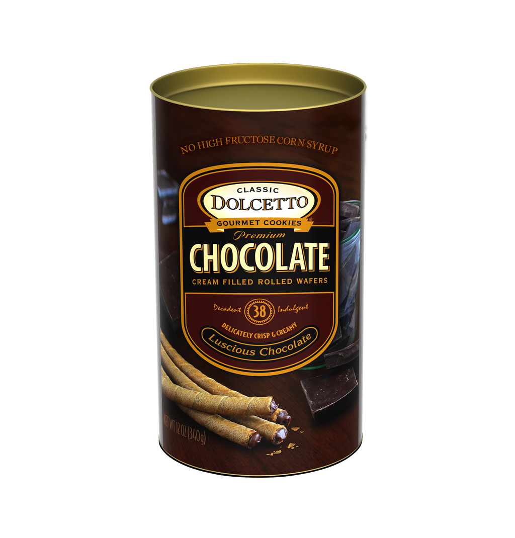 Dolcetto Wafer Rolls - Chocolate 12 oz Tin