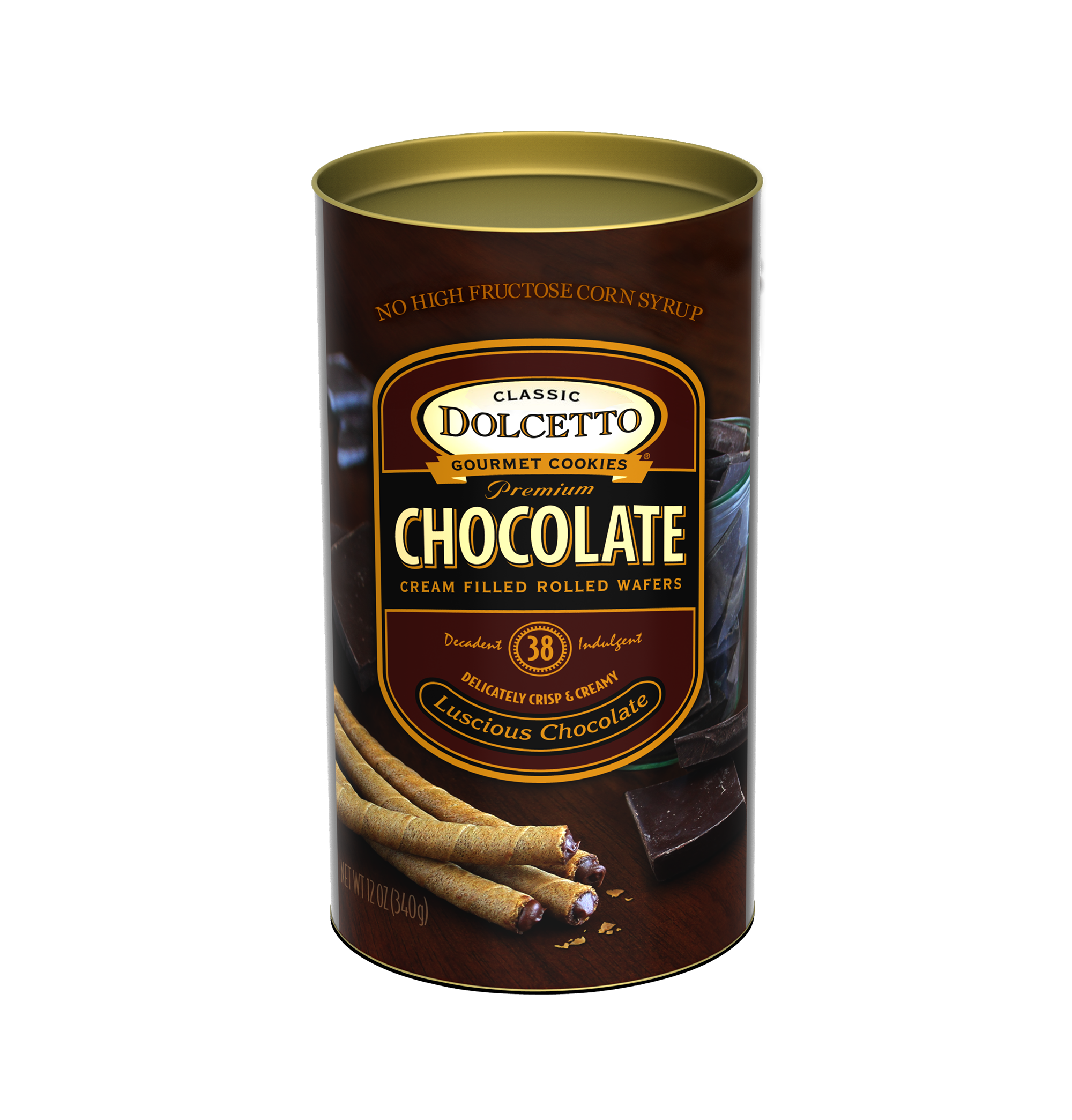 Dolcetto Wafer Rolls - Chocolate 12 oz Tin