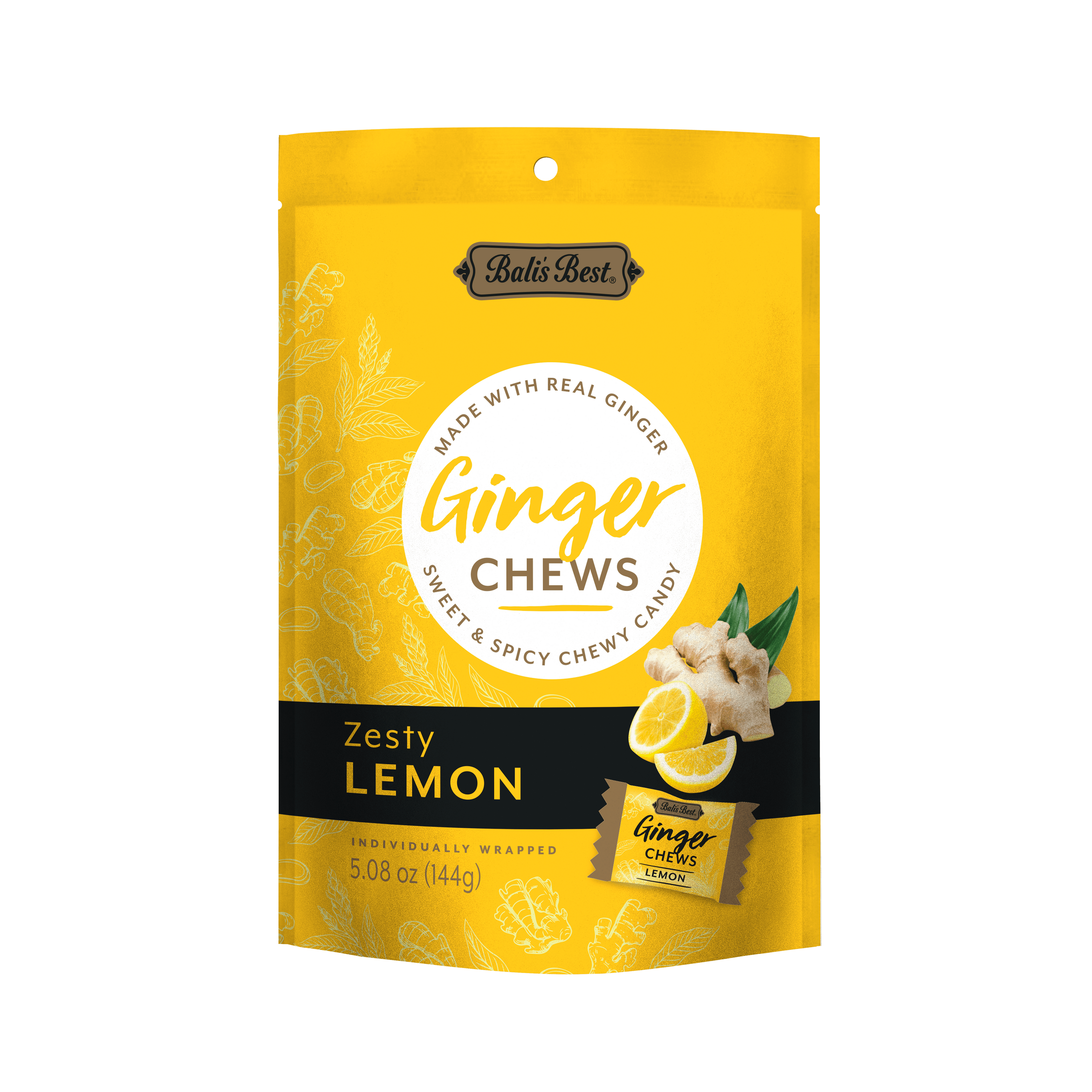 BALI’S BEST GINGER CHEWS – LEMON 5.08 OZ