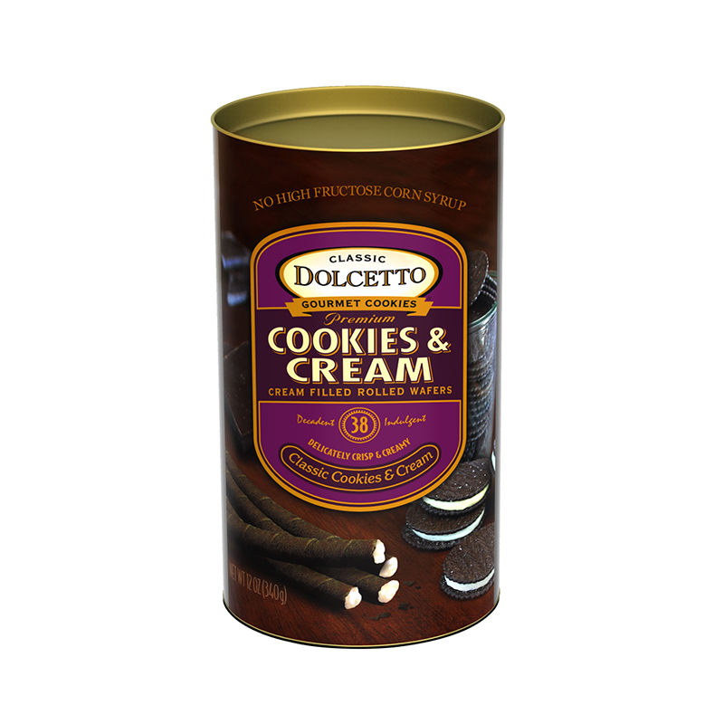 Dolcetto Wafer Rolls Cookies & Cream (12oz canister)