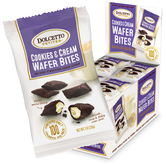 Dolcetto Wafer Bites - Cookies & Cream (0.7 oz Single Serve Pack - 24/tray)